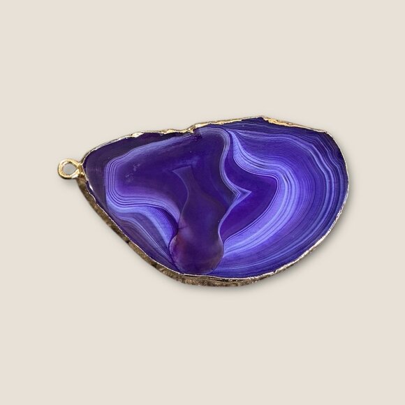 Large Purple Agate Slice Pendant - Picture 2 of 3